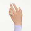 Anillo de cóctel Gema con cortes mixtos, multicolor, chapado en tono dorado Anillo de cóctel Gema con cortes mixtos, multicolor, chapado en tono dorado