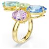 Anillo de cóctel Gema con cortes mixtos, multicolor, chapado en tono dorado Anillo de cóctel Gema con cortes mixtos, multicolor, chapado en tono dorado