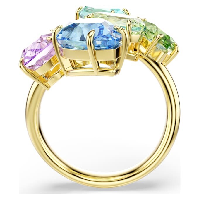 Anillo de cóctel Gema con cortes mixtos, multicolor, chapado en tono dorado Anillo de cóctel Gema con cortes mixtos, multicolor, chapado en tono dorado