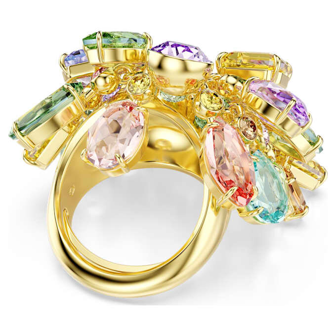 Anillo de cóctel Gema con cortes mixtos, multicolor, chapado en tono dorado Anillo de cóctel Gema con cortes mixtos, multicolor, chapado en tono dorado