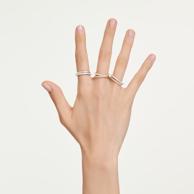 Anillo de cóctel Hyperbola, corte redondo, blanco, acabado de metales mixtos Anillo de cóctel Hyperbola, corte redondo, blanco, acabado de metales mixtos