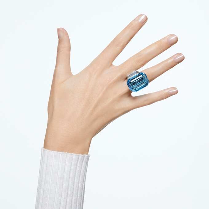Anillo de cóctel Lucent con corte octogonal, azul Anillo de cóctel Lucent con corte octogonal, azul
