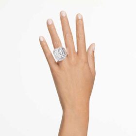 Anillo de cóctel Lucent, corte octogonal, blanco