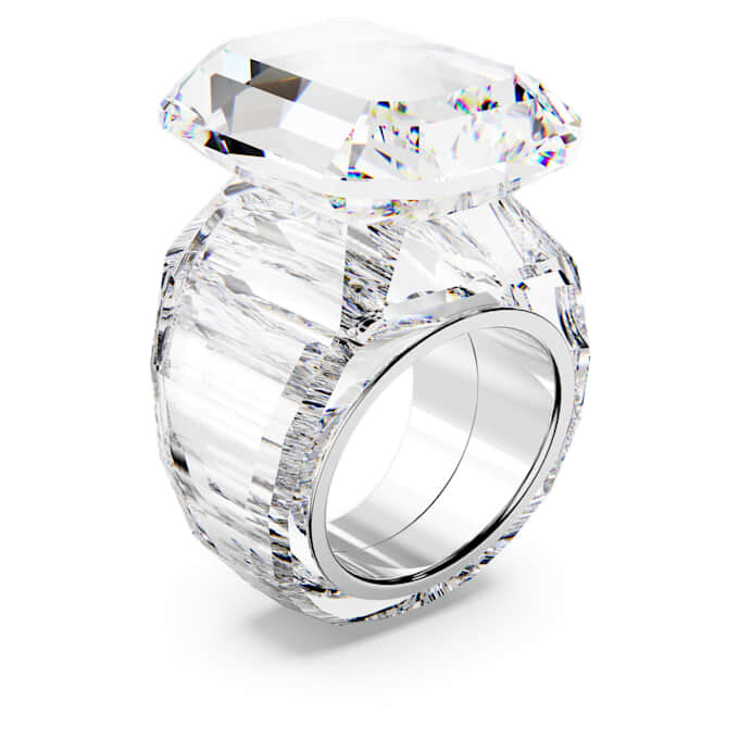 Anillo de cóctel Lucent, corte octogonal, blanco Anillo de cóctel Lucent, corte octogonal, blanco
