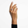 Anillo de cóctel Stilla, corte cuadrado, pavé, blanco, chapado en rodio