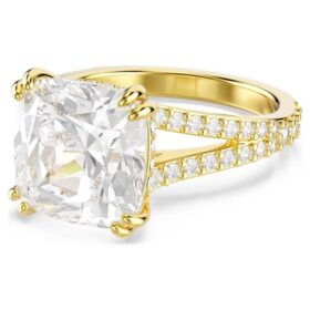 Anillo de cóctel Stilla, corte cuadrado, pavé, blanco, chapado en tono dorado Anillo de cóctel Stilla, corte cuadrado, pavé, blanco, chapado en tono dorado