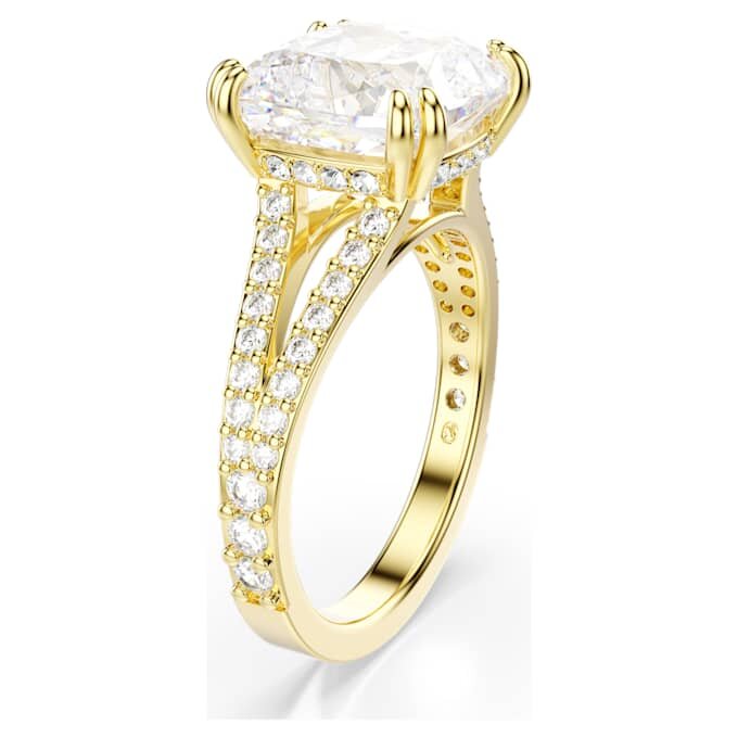 Anillo de cóctel Stilla, corte cuadrado, pavé, blanco, chapado en tono dorado Anillo de cóctel Stilla, corte cuadrado, pavé, blanco, chapado en tono dorado