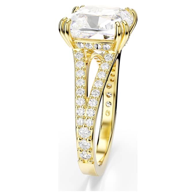 Anillo de cóctel Stilla, corte cuadrado, pavé, blanco, chapado en tono dorado Anillo de cóctel Stilla, corte cuadrado, pavé, blanco, chapado en tono dorado
