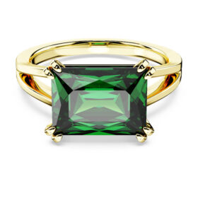 Anillo de cóctel Stilla, corte rectangular, verde, chapado en tono dorado Anillo de cóctel Stilla, corte rectangular, verde, chapado en tono dorado