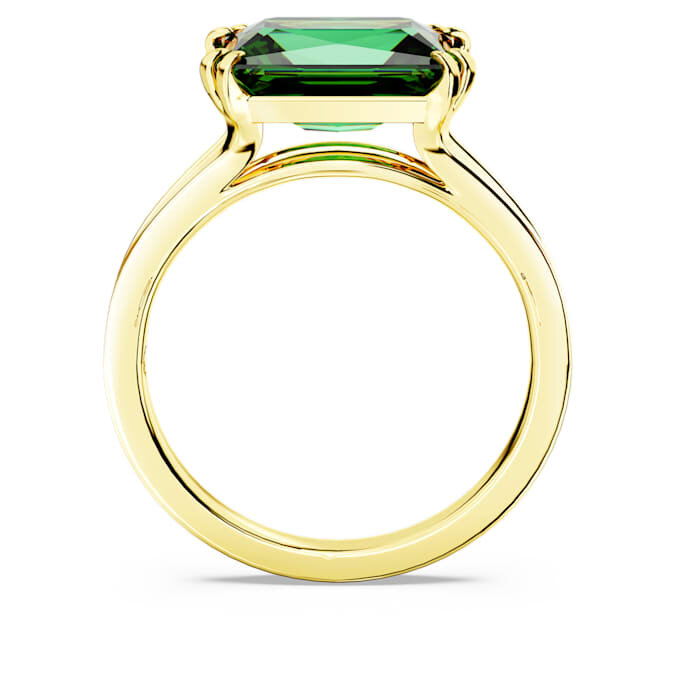 Anillo de cóctel Stilla, corte rectangular, verde, chapado en tono dorado Anillo de cóctel Stilla, corte rectangular, verde, chapado en tono dorado