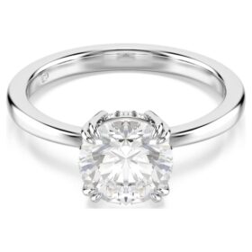 Anillo de cóctel Stilla, corte redondo, blanco, acabado plateado Anillo de cóctel Stilla, corte redondo, blanco, acabado plateado