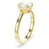 Anillo de cóctel Stilla, corte redondo, blanco, chapado en tono dorado