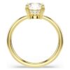 Anillo de cóctel Stilla, corte redondo, blanco, chapado en tono dorado