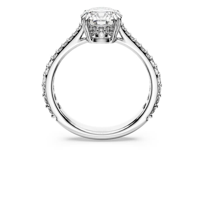 Anillo de cóctel Stilla, corte redondo, pavé, blanco, acabado tono plateado Anillo de cóctel Stilla, corte redondo, pavé, blanco, acabado tono plateado