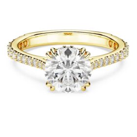 Anillo de cóctel Stilla, corte redondo, pavé, blanco, chapado en tono dorado Anillo de cóctel Stilla, corte redondo, pavé, blanco, chapado en tono dorado