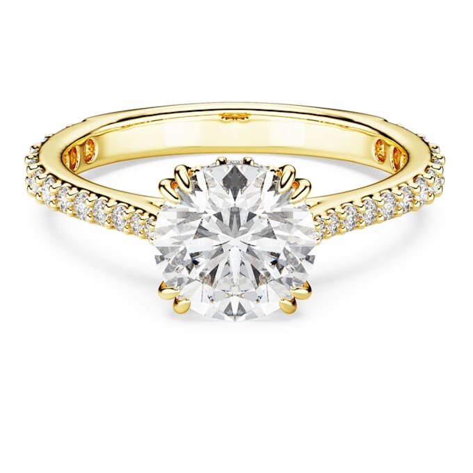 Anillo de cóctel Stilla, corte redondo, pavé, blanco, chapado en tono dorado Anillo de cóctel Stilla, corte redondo, pavé, blanco, chapado en tono dorado