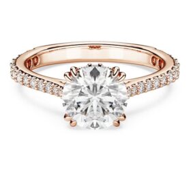 Anillo de cóctel Stilla, corte redondo, pavé, blanco, chapado en tono oro rosa Anillo de cóctel Stilla, corte redondo, pavé, blanco, chapado en tono oro rosa