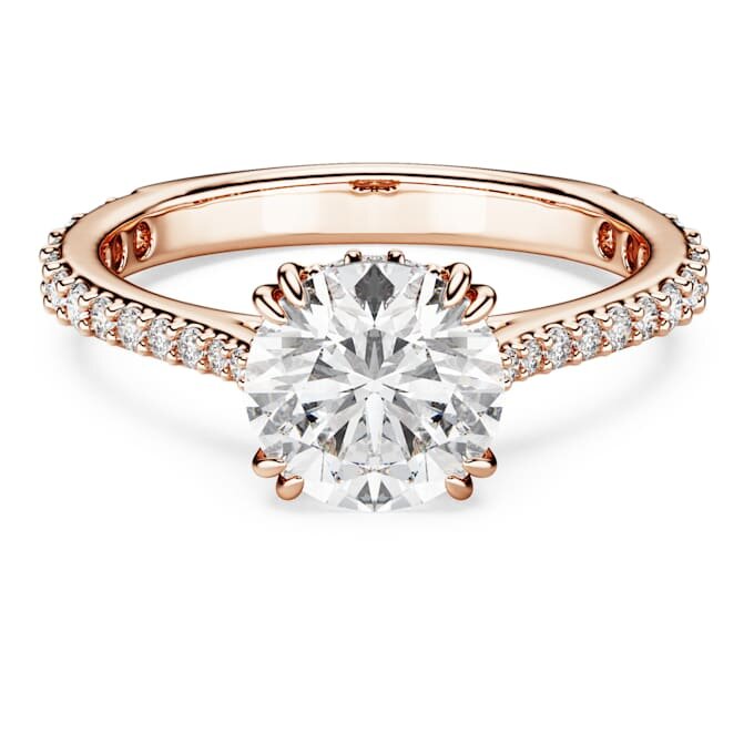 Anillo de cóctel Stilla, corte redondo, pavé, blanco, chapado en tono oro rosa Anillo de cóctel Stilla, corte redondo, pavé, blanco, chapado en tono oro rosa