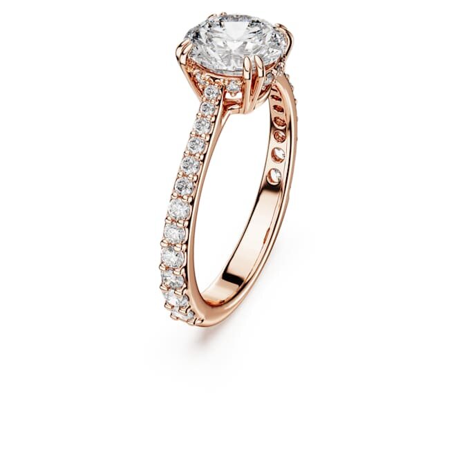 Anillo de cóctel Stilla, corte redondo, pavé, blanco, chapado en tono oro rosa Anillo de cóctel Stilla, corte redondo, pavé, blanco, chapado en tono oro rosa