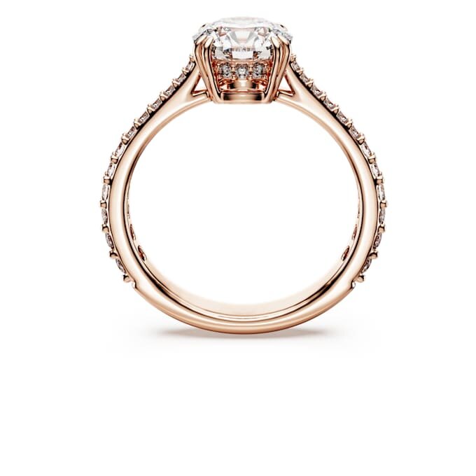 Anillo de cóctel Stilla, corte redondo, pavé, blanco, chapado en tono oro rosa Anillo de cóctel Stilla, corte redondo, pavé, blanco, chapado en tono oro rosa