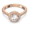Anillo de cóctel Una Angelic, corte redondo, pavé, blanco, chapado en tono oro rosa