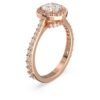 Anillo de cóctel Una Angelic, corte redondo, pavé, blanco, chapado en tono oro rosa