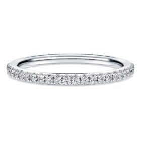 Anillo de eternidad con diamantes cultivados en laboratorio, 0,2 ct en total, forma redonda, oro blanco de 14K Anillo de eternidad con diamantes cultivados en laboratorio, 0,2 ct en total, forma redonda, oro blanco de 14K