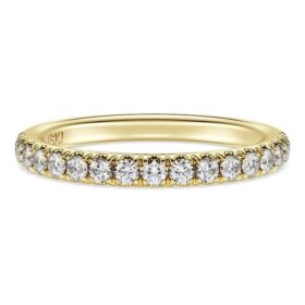 Anillo de eternidad con diamantes cultivados en laboratorio de 0,4 ct en total, forma redonda, oro amarillo de 14K Anillo de eternidad con diamantes cultivados en laboratorio de 0,4 ct en total, forma redonda, oro amarillo de 14K