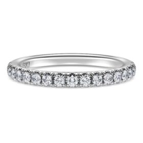 Anillo de eternidad con diamantes cultivados en laboratorio de 0,4 ct en total, forma redonda, oro blanco de 14K Anillo de eternidad con diamantes cultivados en laboratorio de 0,4 ct en total, forma redonda, oro blanco de 14K
