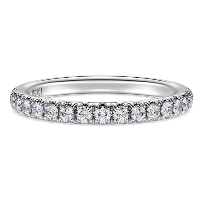 Anillo de eternidad con diamantes cultivados en laboratorio de 0,4 ct en total, forma redonda, oro blanco de 14K Anillo de eternidad con diamantes cultivados en laboratorio de 0,4 ct en total, forma redonda, oro blanco de 14K