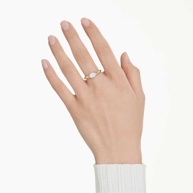 Anillo Dextera con cortes mixtos, blanco, chapado en tono dorado Anillo Dextera con cortes mixtos, blanco, chapado en tono dorado