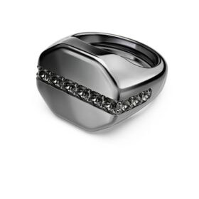 Anillo Dextera de forma octogonal, corte redondo, negro, chapado en rutenio Anillo Dextera de forma octogonal, corte redondo, negro, chapado en rutenio