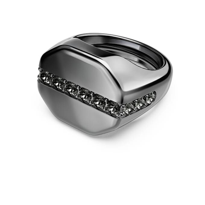 Anillo Dextera de forma octogonal, corte redondo, negro, chapado en rutenio Anillo Dextera de forma octogonal, corte redondo, negro, chapado en rutenio