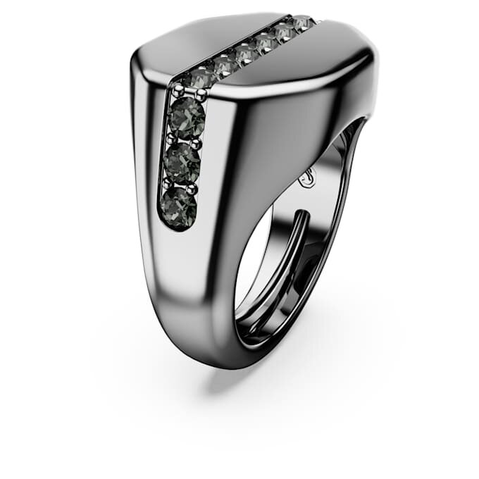 Anillo Dextera de forma octogonal, corte redondo, negro, chapado en rutenio Anillo Dextera de forma octogonal, corte redondo, negro, chapado en rutenio