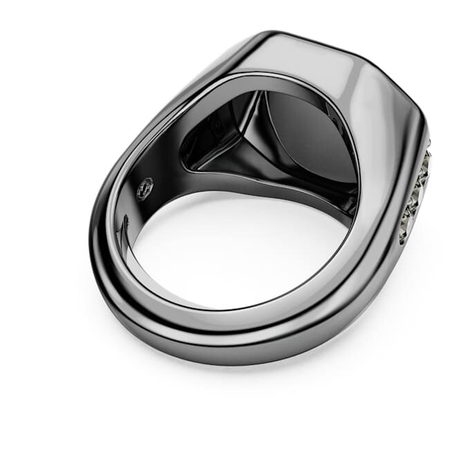 Anillo Dextera de forma octogonal, corte redondo, negro, chapado en rutenio Anillo Dextera de forma octogonal, corte redondo, negro, chapado en rutenio