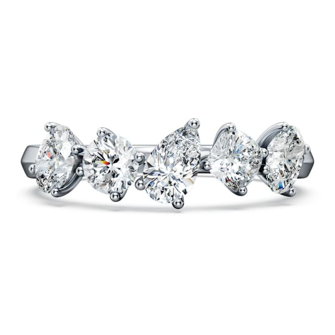 Anillo Galaxy con diamantes cultivados en laboratorio, 1 Ct Tw, formas variadas, oro blanco de 14K Anillo Galaxy con diamantes cultivados en laboratorio, 1 Ct Tw, formas variadas, oro blanco de 14K