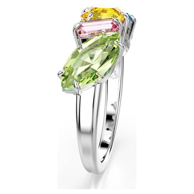 Anillo Gema con cortes mixtos, multicolor, chapado en rodio Anillo Gema con cortes mixtos, multicolor, chapado en rodio