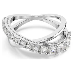 Anillo Hyperbola con cortes mixtos, blanco, acabado en tono plateado Anillo Hyperbola con cortes mixtos, blanco, acabado en tono plateado