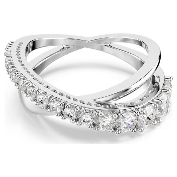Anillo Hyperbola con cortes mixtos, blanco, acabado en tono plateado Anillo Hyperbola con cortes mixtos, blanco, acabado en tono plateado