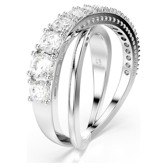 Anillo Hyperbola con cortes mixtos, blanco, acabado en tono plateado Anillo Hyperbola con cortes mixtos, blanco, acabado en tono plateado