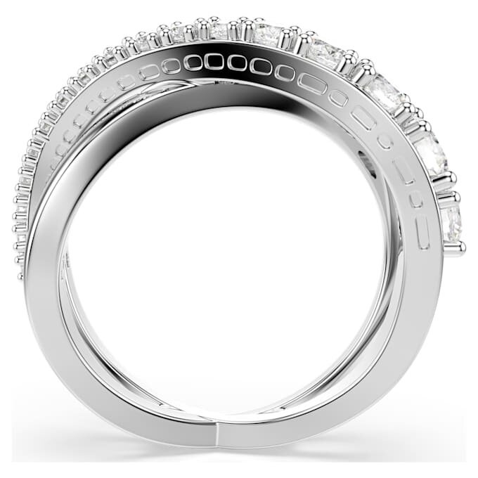 Anillo Hyperbola con cortes mixtos, blanco, acabado en tono plateado Anillo Hyperbola con cortes mixtos, blanco, acabado en tono plateado