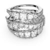 Anillo Hyperbola con cortes mixtos, blanco, chapado en rodio Anillo Hyperbola con cortes mixtos, blanco, chapado en rodio