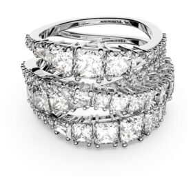 Anillo Hyperbola con cortes mixtos, blanco, chapado en rodio Anillo Hyperbola con cortes mixtos, blanco, chapado en rodio