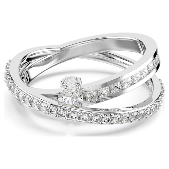 Anillo Hyperbola con cortes mixtos, blanco, chapado en rodio Anillo Hyperbola con cortes mixtos, blanco, chapado en rodio