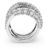 Anillo Hyperbola con cortes mixtos, blanco, chapado en rodio Anillo Hyperbola con cortes mixtos, blanco, chapado en rodio