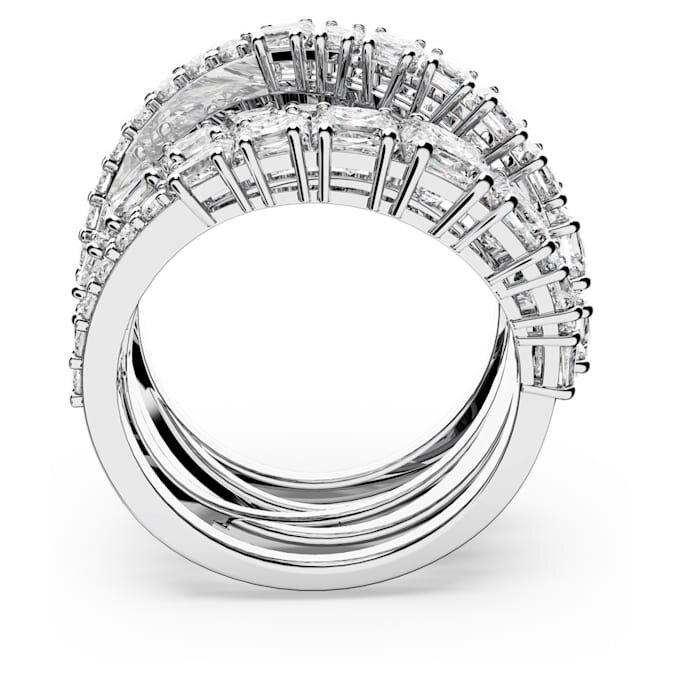 Anillo Hyperbola con cortes mixtos, blanco, chapado en rodio Anillo Hyperbola con cortes mixtos, blanco, chapado en rodio