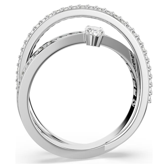 Anillo Hyperbola con cortes mixtos, blanco, chapado en rodio Anillo Hyperbola con cortes mixtos, blanco, chapado en rodio