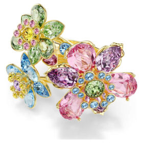 Anillo Idyllia con cortes mixtos, flor, multicolor, chapado en tono dorado Anillo Idyllia con cortes mixtos, flor, multicolor, chapado en tono dorado