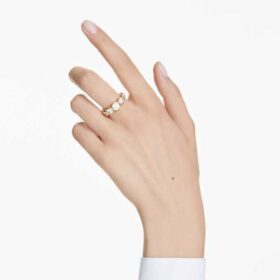 Anillo Imber con cortes redondos mixtos, blanco, chapado en tono dorado