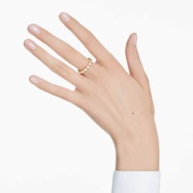 Anillo Imber de corte redondo, blanco, chapado en tono dorado